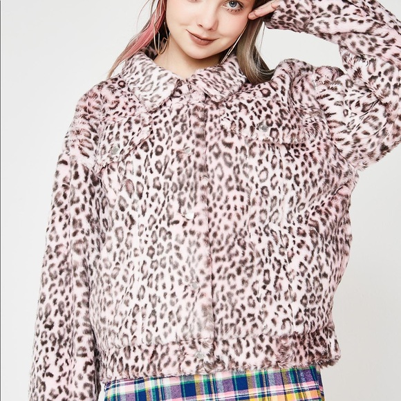 Lazy oaf pink leopard fur jacket - Picture 4 of 9